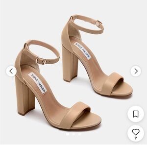 Steve Madden Beige Ankle Strap Block Heels
